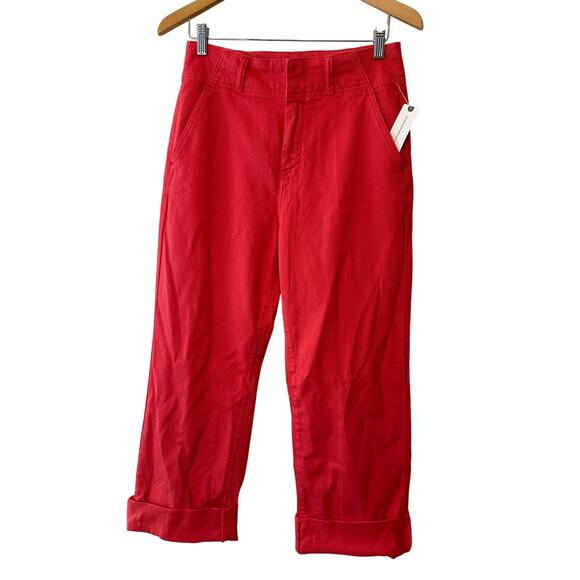 Anthropologie NWT Pilcro Relaxed Cuff Mid Rise Straight Leg Jeans Raspberry 28 - Picture 4 of 12